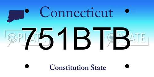 751BTB Connecticut License Plate