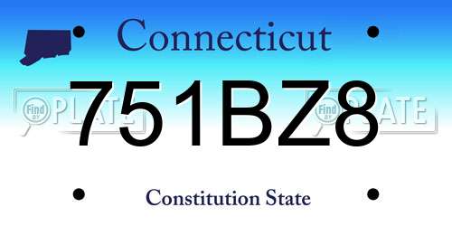 751BZ8 Connecticut License Plate