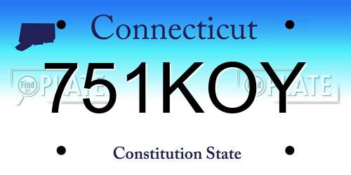 751KOY Connecticut License Plate