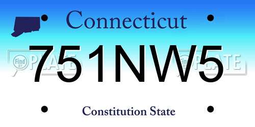 751NW5 Connecticut License Plate