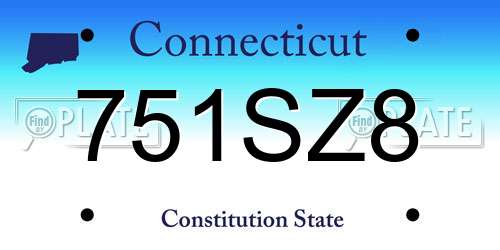 751SZ8 Connecticut License Plate