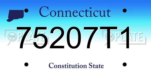 75207T1 Connecticut License Plate