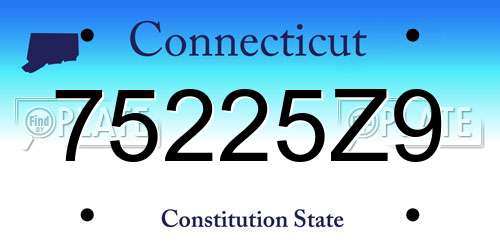 75225Z9 Connecticut License Plate