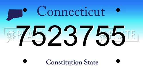 7523755 Connecticut License Plate