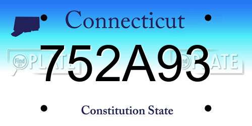752A93 Connecticut License Plate
