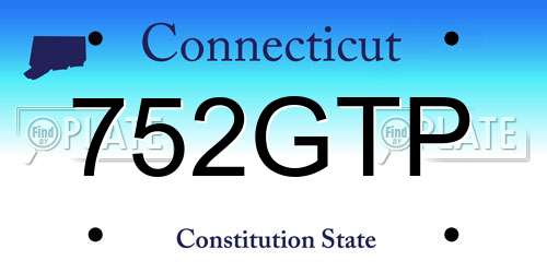 752GTP Connecticut License Plate