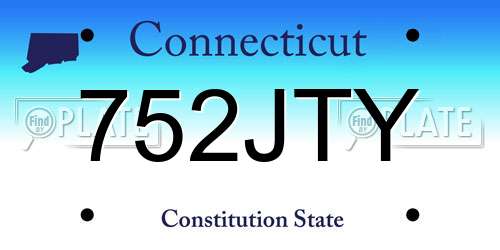 752JTY Connecticut License Plate
