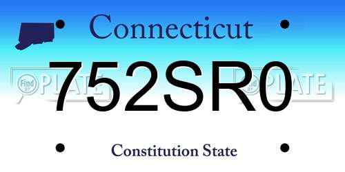 752SR0 Connecticut License Plate