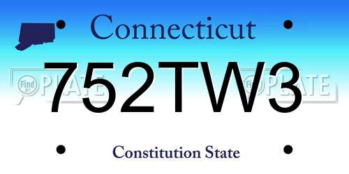 752TW3 Connecticut License Plate