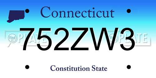 752ZW3 Connecticut License Plate