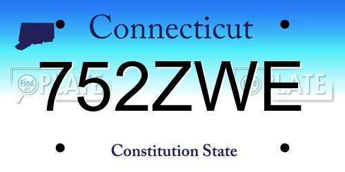 752ZWE Connecticut License Plate