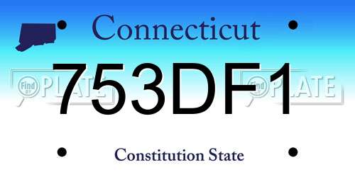 753DF1 Connecticut License Plate