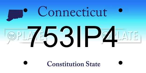 753IP4 Connecticut License Plate