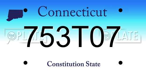 753T07 Connecticut License Plate