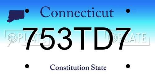 753TD7 Connecticut License Plate