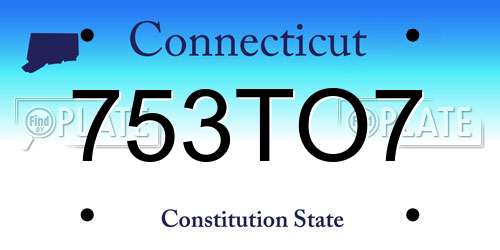 753TO7 Connecticut License Plate