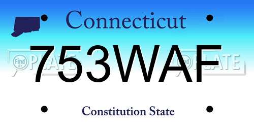 753WAF Connecticut License Plate