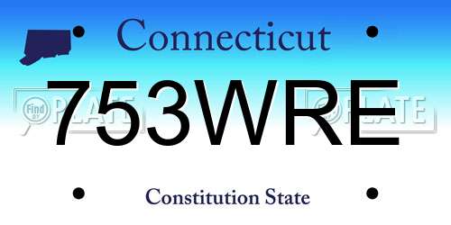 753WRE Connecticut License Plate