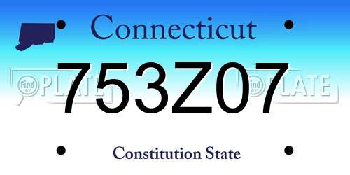 753Z07 Connecticut License Plate