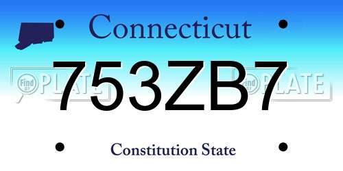 753ZB7 Connecticut License Plate