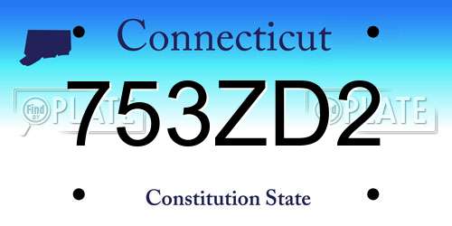 753ZD2 Connecticut License Plate
