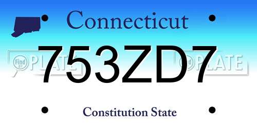 753ZD7 Connecticut License Plate