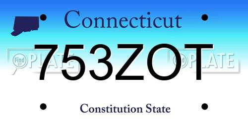 753ZOT Connecticut License Plate