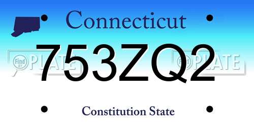 753ZQ2 Connecticut License Plate