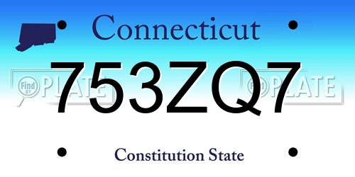 753ZQ7 Connecticut License Plate