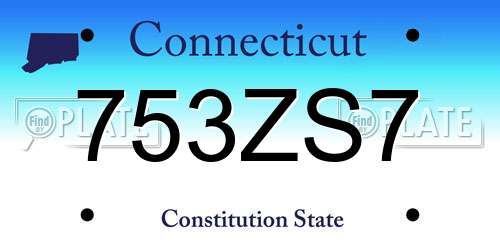 753ZS7 Connecticut License Plate