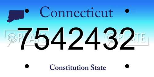 7542432 Connecticut License Plate