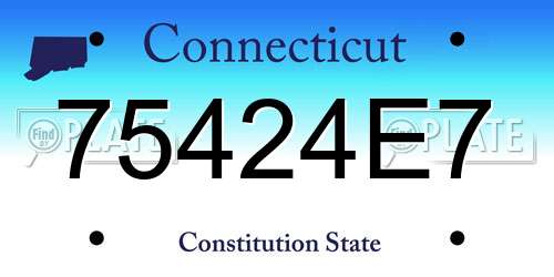 75424E7 Connecticut License Plate