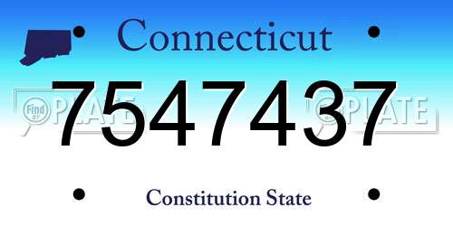 7547437 Connecticut License Plate