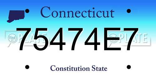 75474E7 Connecticut License Plate