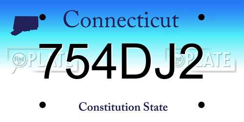 754DJ2 Connecticut License Plate