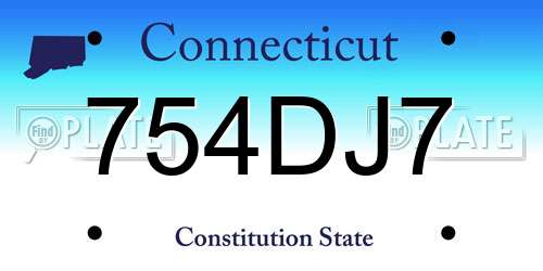 754DJ7 Connecticut License Plate