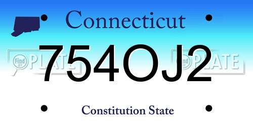 754OJ2 Connecticut License Plate