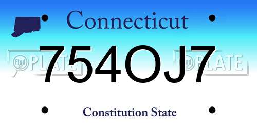 754OJ7 Connecticut License Plate