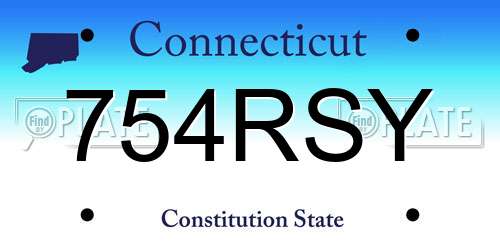 754RSY Connecticut License Plate
