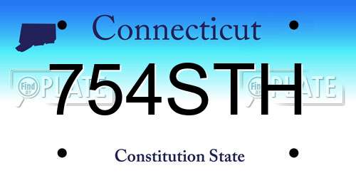754STH Connecticut License Plate