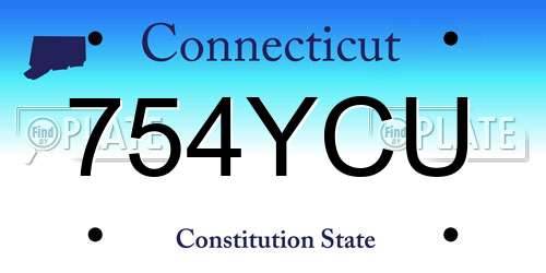 754YCU Connecticut License Plate