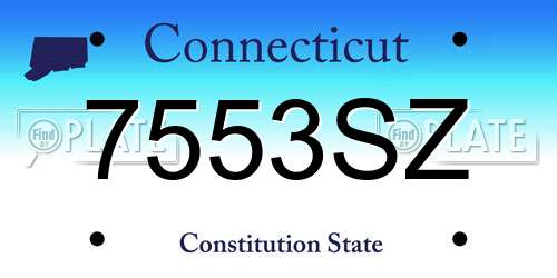 7553SZ Connecticut License Plate