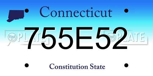 755E52 Connecticut License Plate