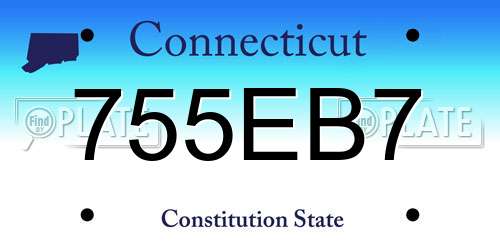 755EB7 Connecticut License Plate