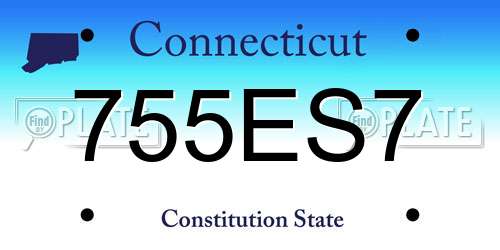 755ES7 Connecticut License Plate