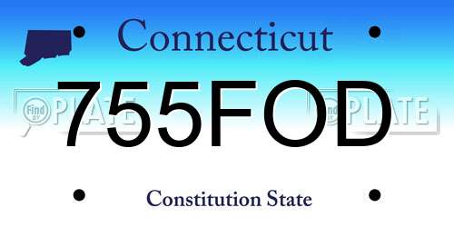 755FOD Connecticut License Plate