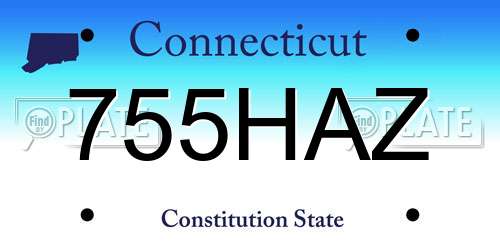 755HAZ Connecticut License Plate
