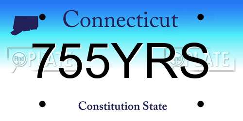 755YRS Connecticut License Plate
