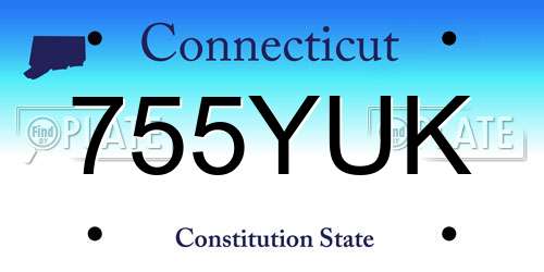 755YUK Connecticut License Plate