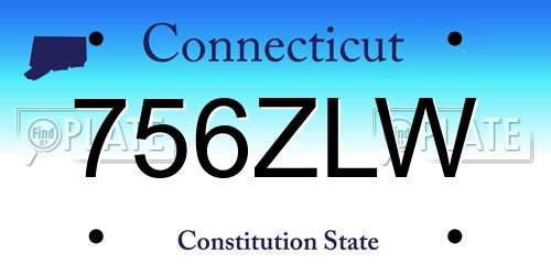 756ZLW Connecticut License Plate